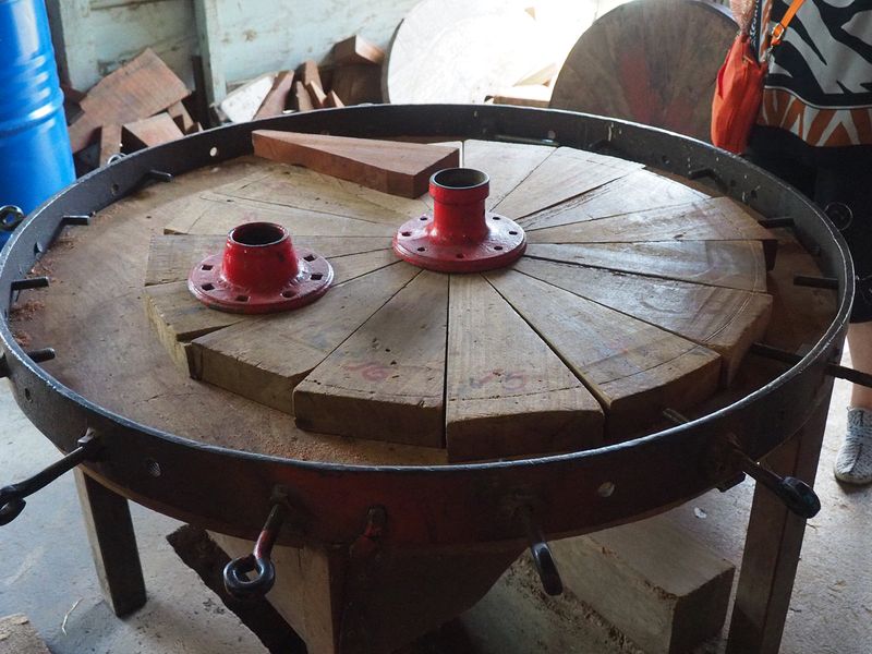 An ox cart wheel in progress