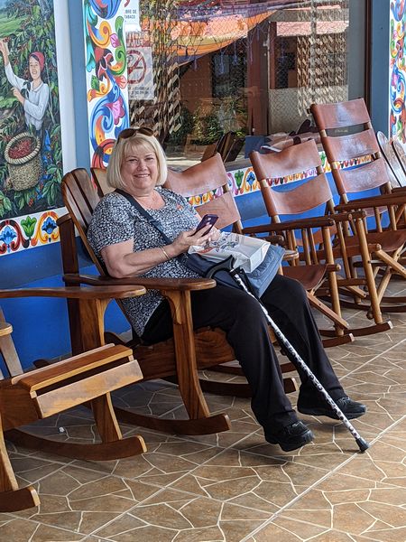 Linda waits for the bus