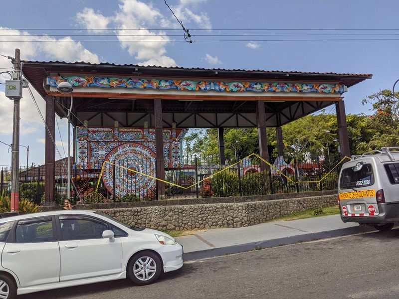 We pass a giant decorated ox cart as we arrive in Sarchi