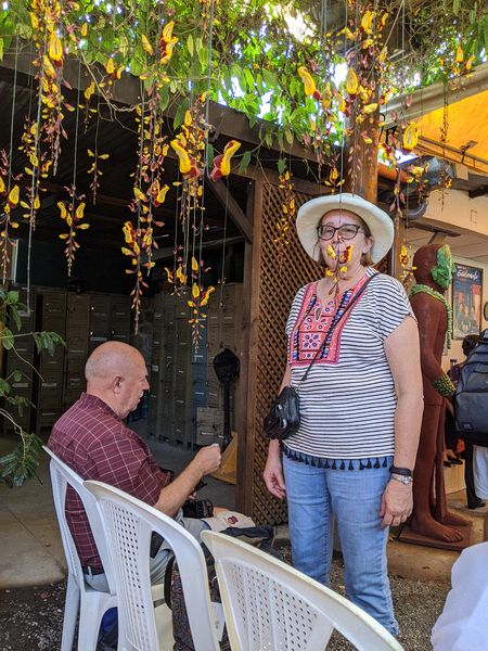 Pete and June with orchids hanging down