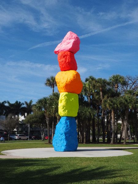 Rainbow rock sculpture