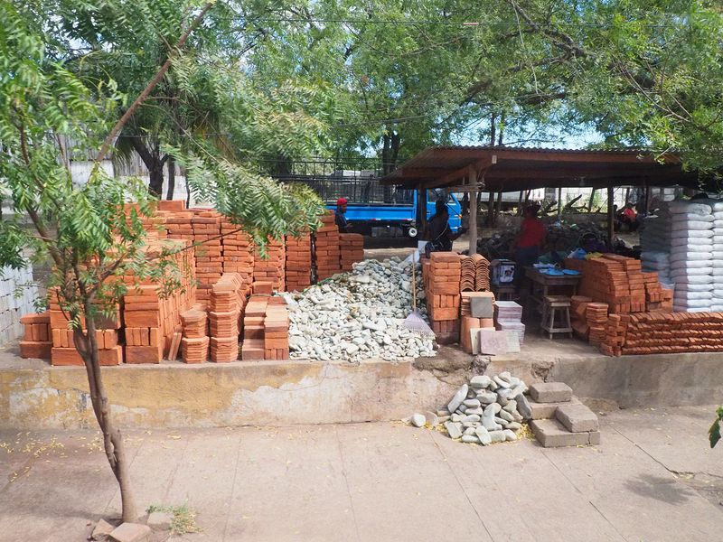 An open air building materials store