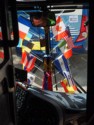 Our bus drive has lots of flags