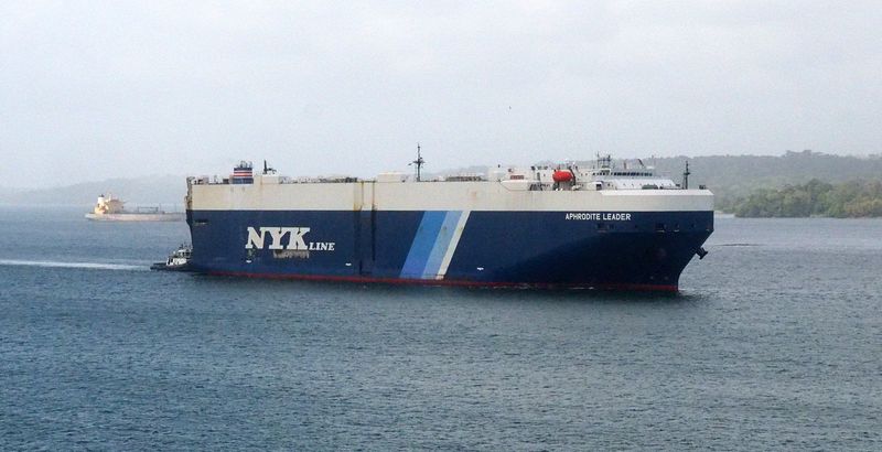 Another huge Panamax ship waits to go into the locks