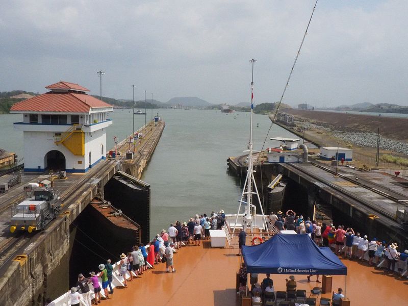 The lock gates open