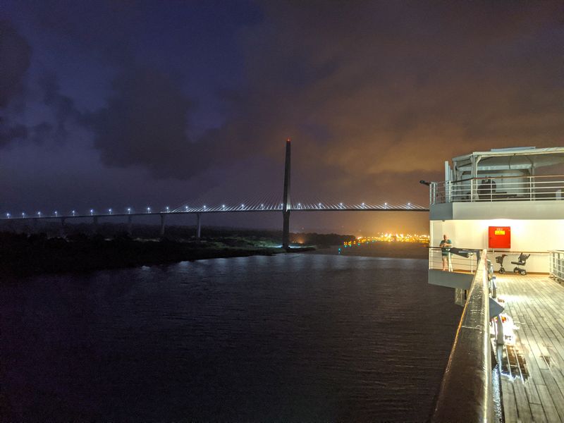 We approach the Puente Atlantico just outside the first locks of the Panama Canal