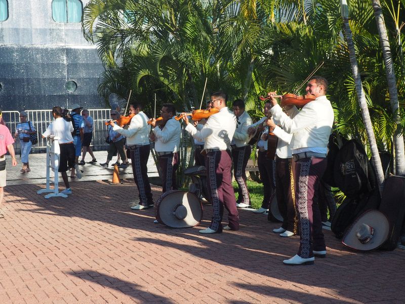 A Mariachi band plays as we disembark