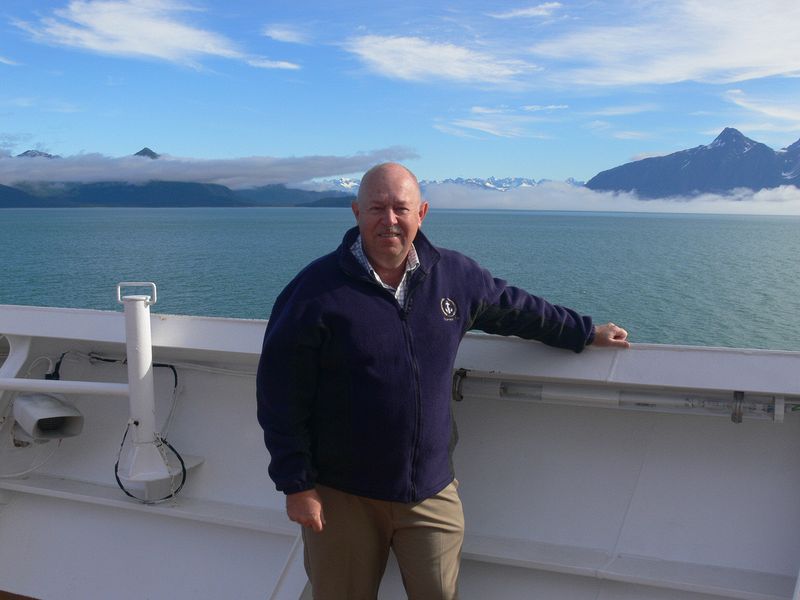 Pete at the bow of the ship