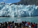 Watching the glacier from the bow of the ship