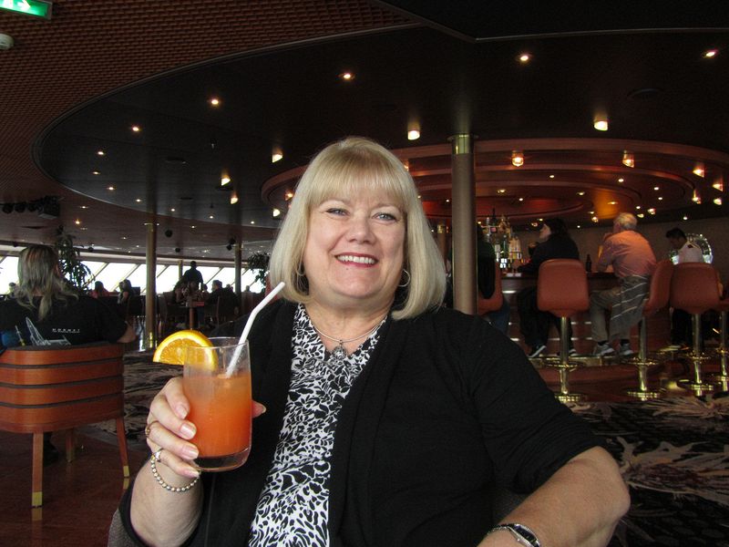 Linda with a nice drink