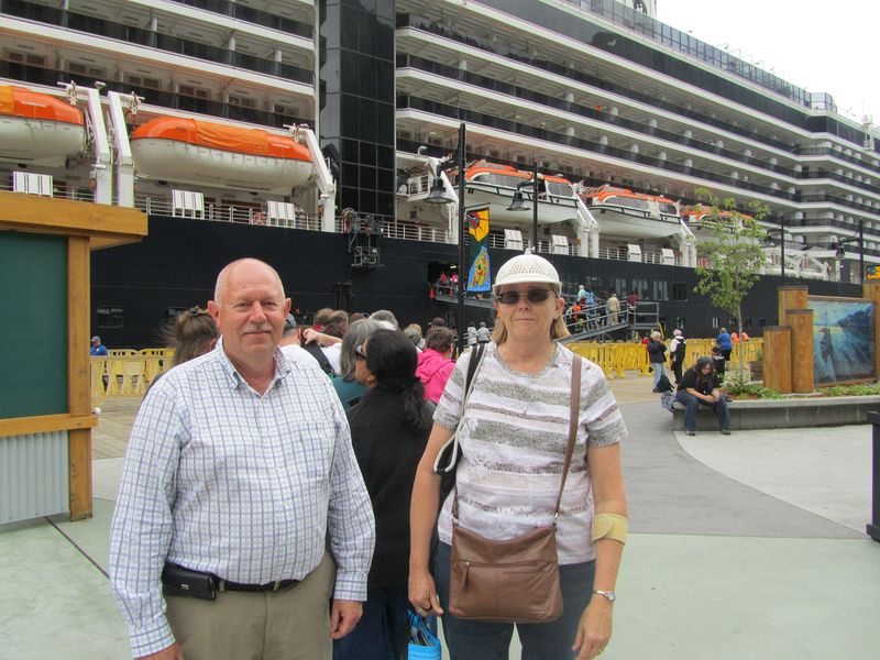 Pete and June in line to reboard the ship