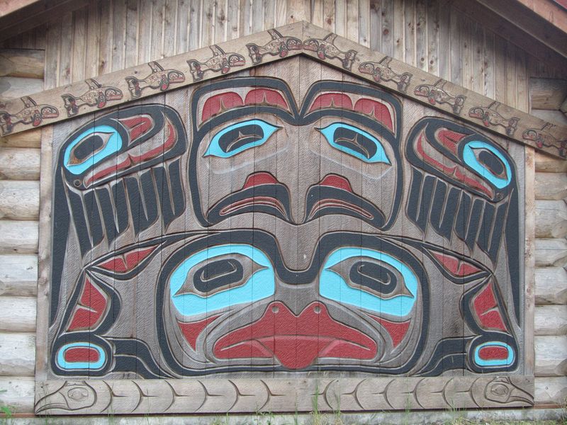 Carving on side of a building