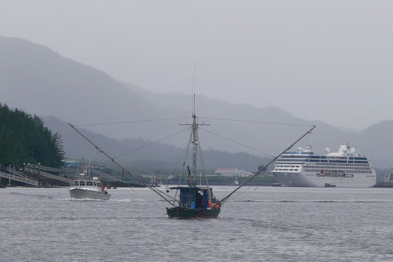 A fishing boat returning to Juneau