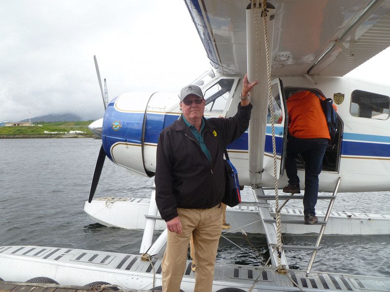 Livingston gets ready to board a float plane