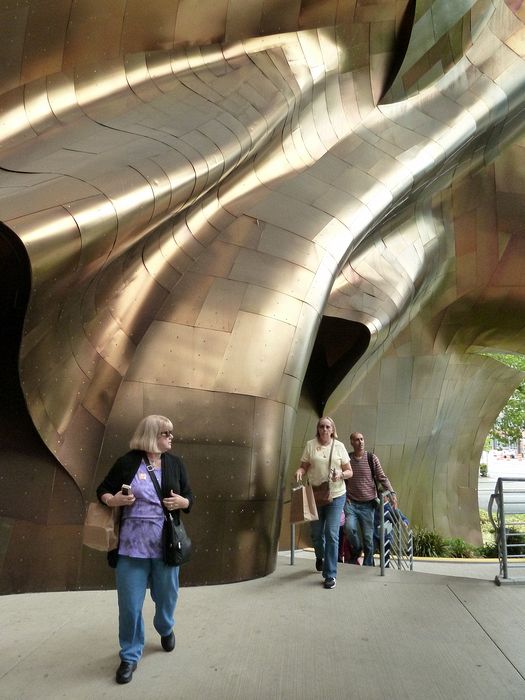 Linda and June enter the EMP Museum