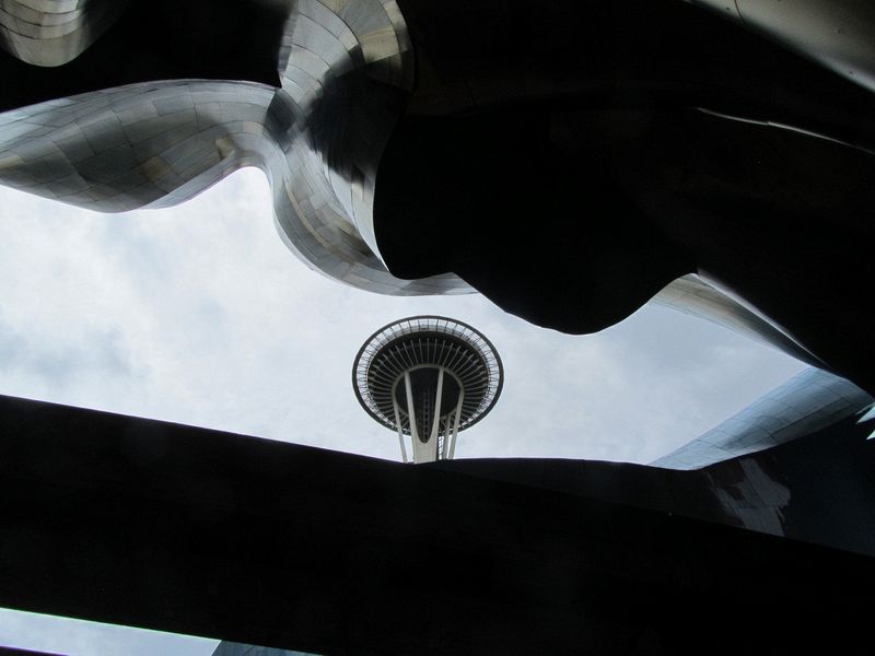 Looking up from the EMP Museum entrance