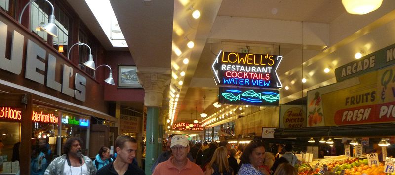 Outside of Lowell's Restaurant in the Pike Place Market