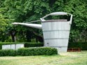 Huge watering can art piece in Beacon Hill Park