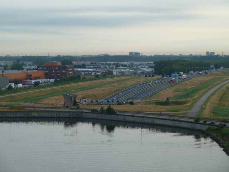 A freeway goes under the canal that we are using