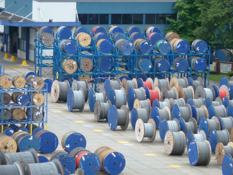 Colorful spools of wire