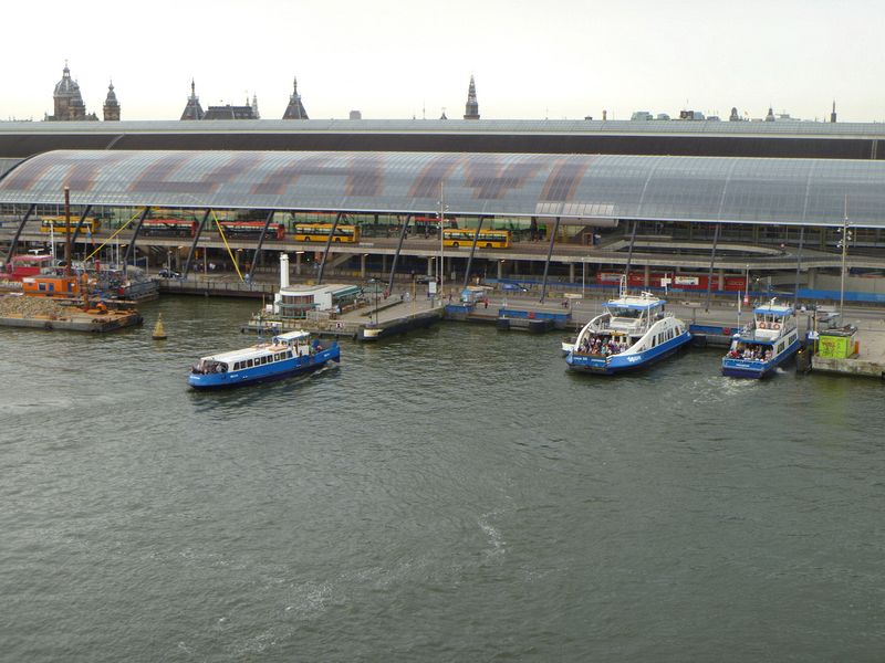 Ferry boats arrive at the central train station