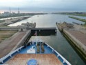 Once the ship is lowered, the lock gate slides open