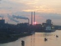 Smoke stacks as we approach the North Sea Canal into Amsterdam