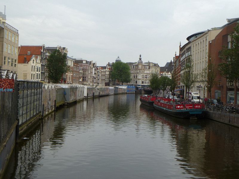 View of the canal with the flower market at one side