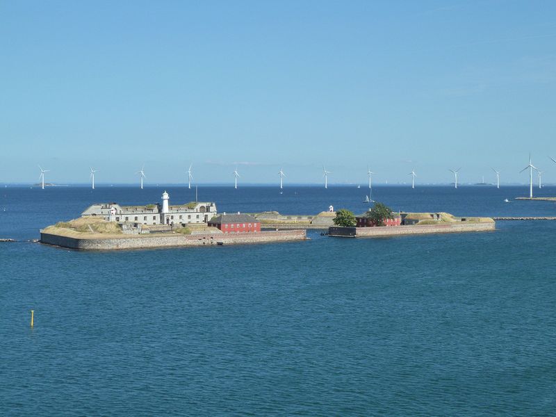 A fort in the middle of the harbor