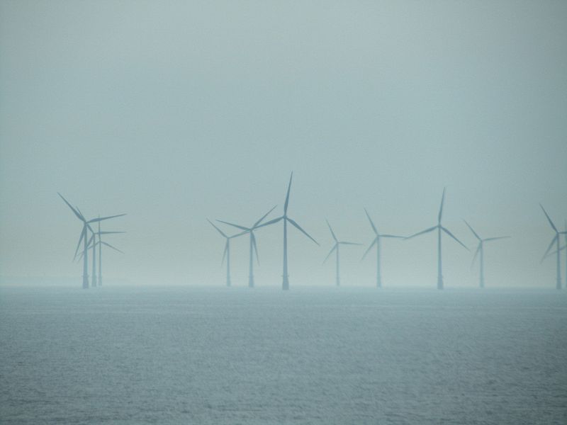 Offshore windmills in the fog