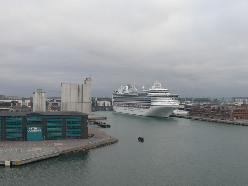 The Emerald Princess is docked here too