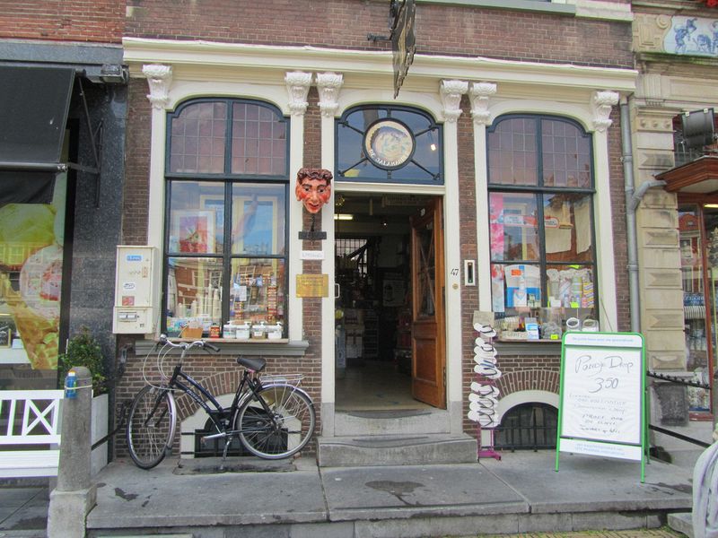 Old drug store with worn steps