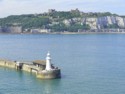 Sewall lighthouse with Dover Castle on the cliffs