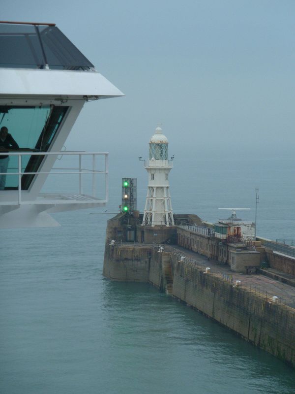 The ship's bridge above the seawall lighthouse