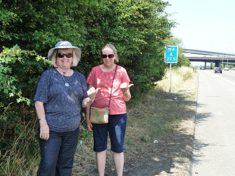 Linda and June hitchhike after the blowout