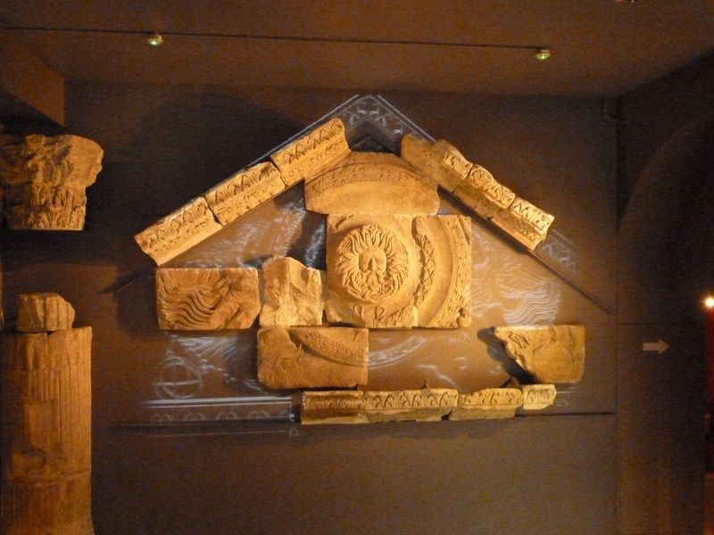 Roman temple pediment showing Gorgon head