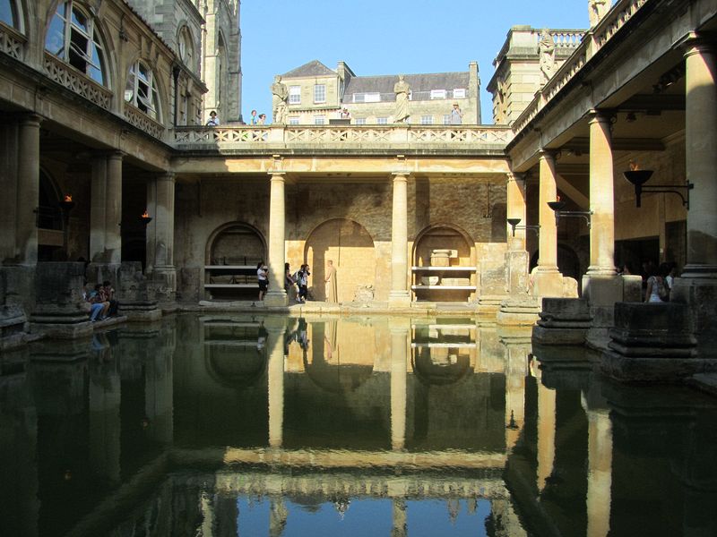 The bath with terrace above