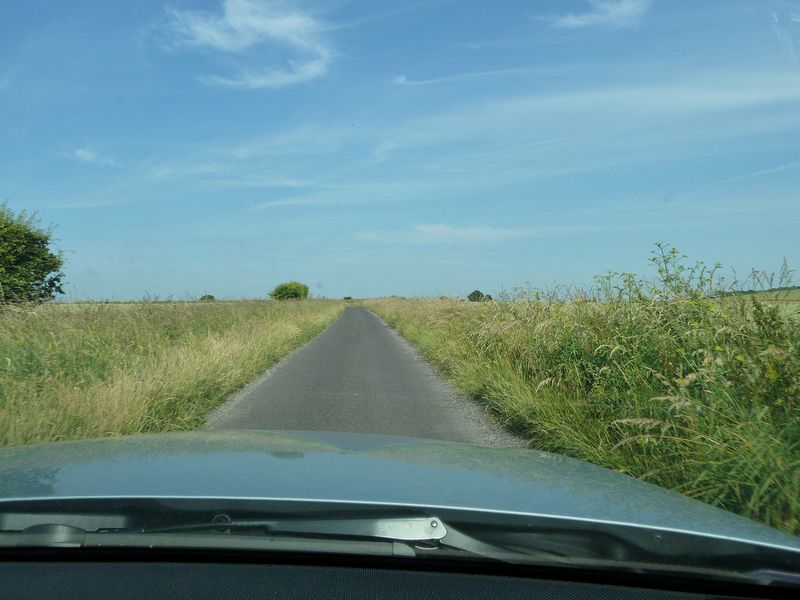 The GPS takes down a narrow road barely wide enough for the car