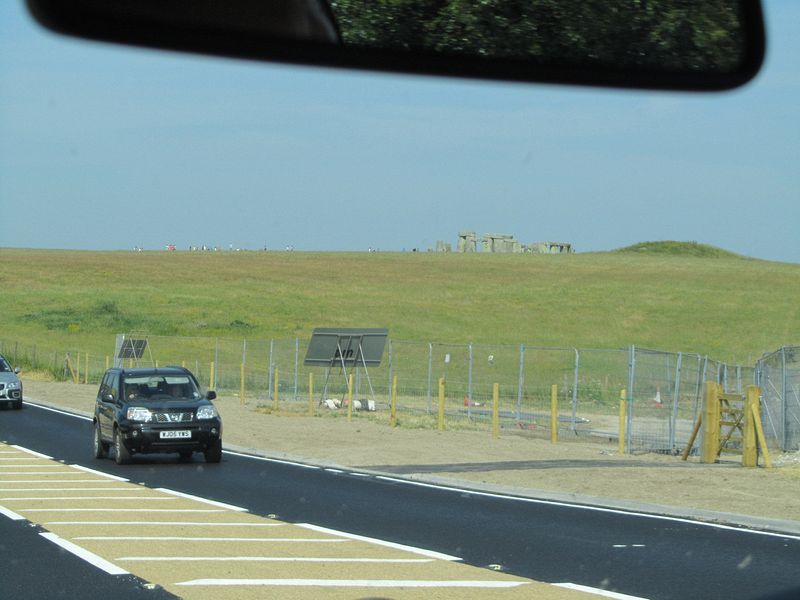 We spot Stonehenge from the highway