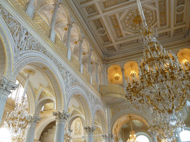 Chandliers and ceilings in the clock room