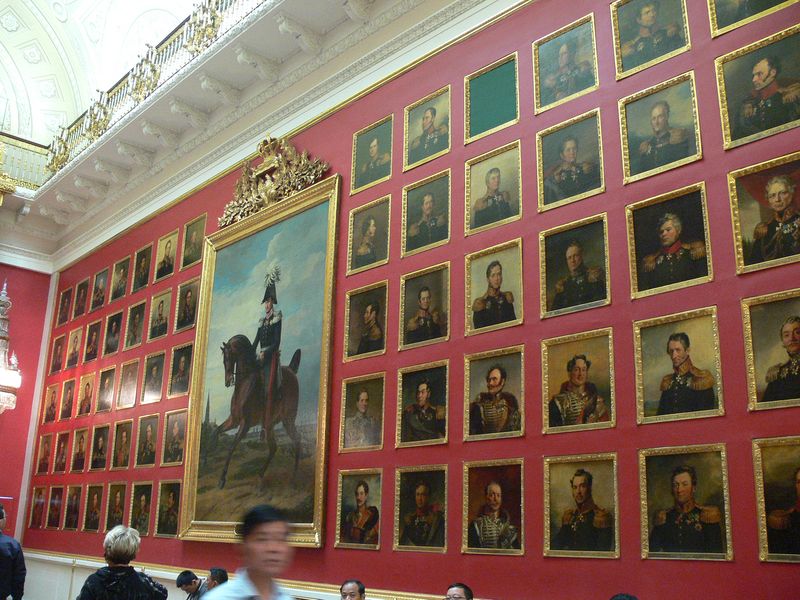 Portraits along one wall