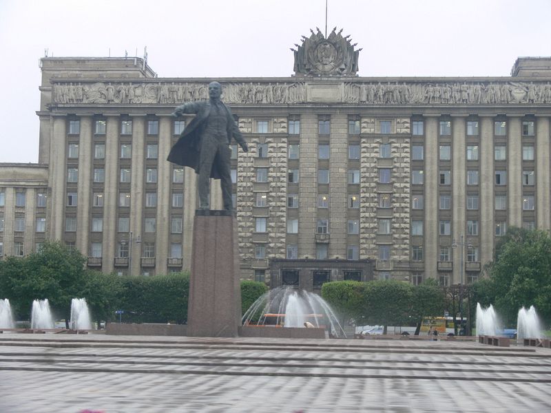 Soviet era building with statue of Lenin