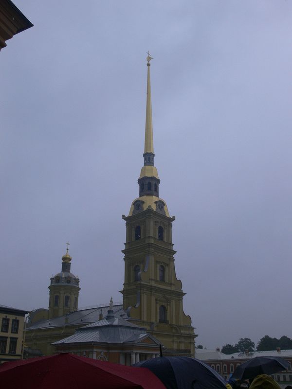 We arrive at Peter and Paul Cathedral in the pouring rain