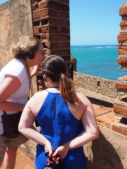 June and Jessica look out at the ocean