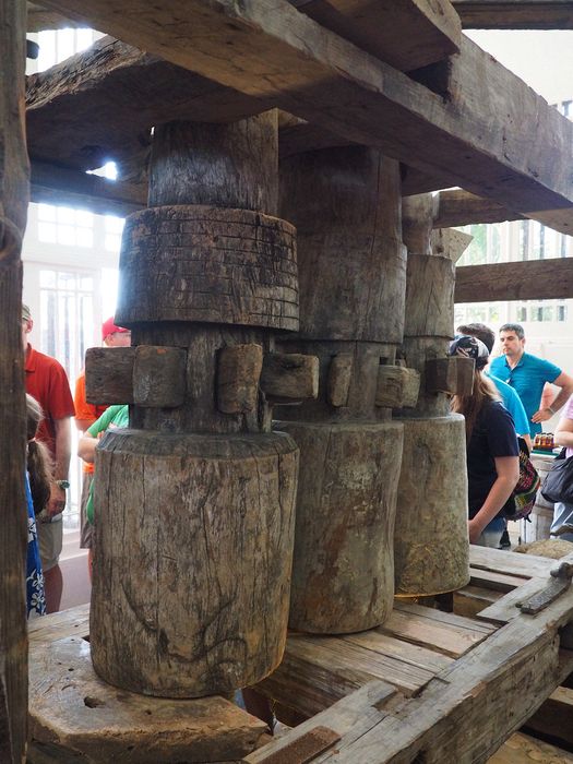 Old sugar cane press at the Brugal rum factory