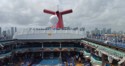 The retractable roof over the main pool is open