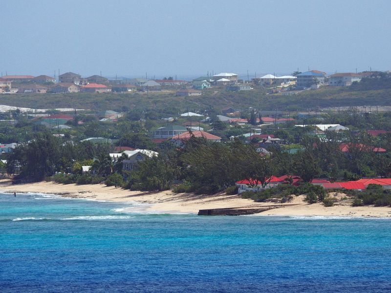 Houses on Grand Turk as we approach the island