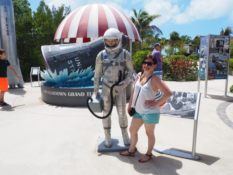 Jessica by a statue of John Glenn