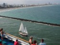 A sailboat sails past as we leave Miami