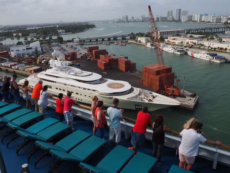 We pass a very expensive looking yacht